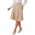 thumbnail image 4 of INSPIRE CHIC A-Line Midi Pleated Skirt for Women's Vintage Work High Waist Flare Business Skirts XS Khaki, 4 of 5