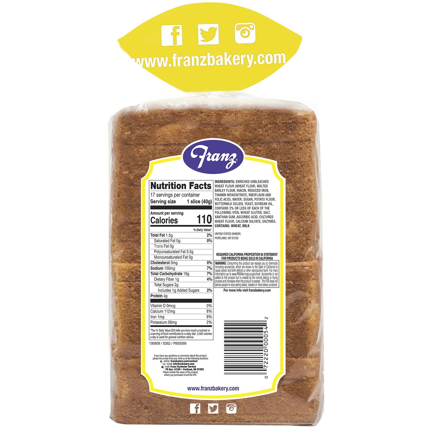 Franz McKenzie Farms Buttermilk Bread Loaf, 24 oz