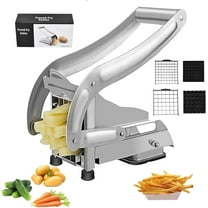 Ihvewuo Stainless Steel French Fry Cutter, Grade Vegetable and Potato Slicer, Includes 2 Blade Size Cutter Options and No-Slip Suction Base, Perfect for Air Fryer Food Preparation