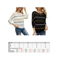 thumbnail image 2 of Pullovers Tricotés pour Femmes Rayés Manches 3/4 Boho Décontractés, 2 of 7