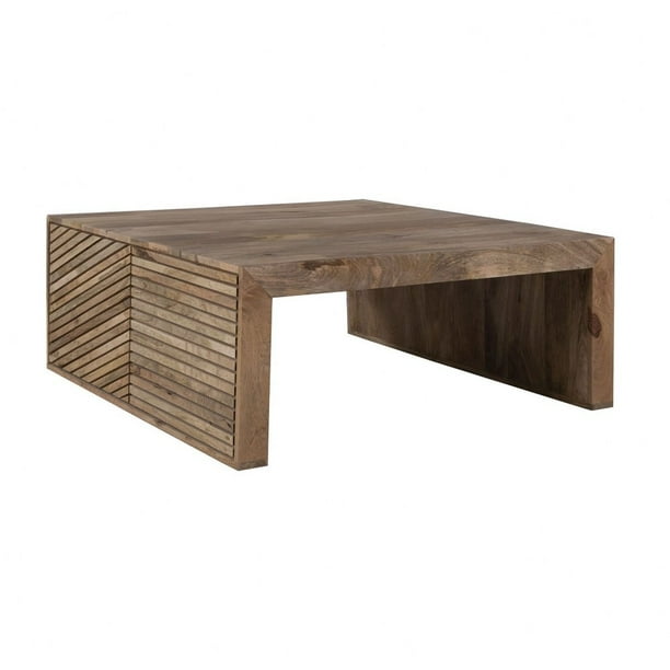 Coffee Table Natural Mango Wood Finish, 18 Inch Depth Coffee Table