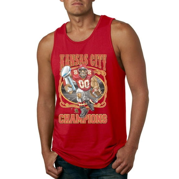 Wild Bobby Kansas World Champions Football Sports Men Graphic Tank Top, Red, Small