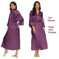 thumbnail image 2 of Mizzgenio Batas Largas De Seda Para Mujer, Tallas Grandes, Kimonos Largos De Satén, Batas Largas De Talla Grande, Color Morado, 4Xl-5Xl Plus, 2 of 5