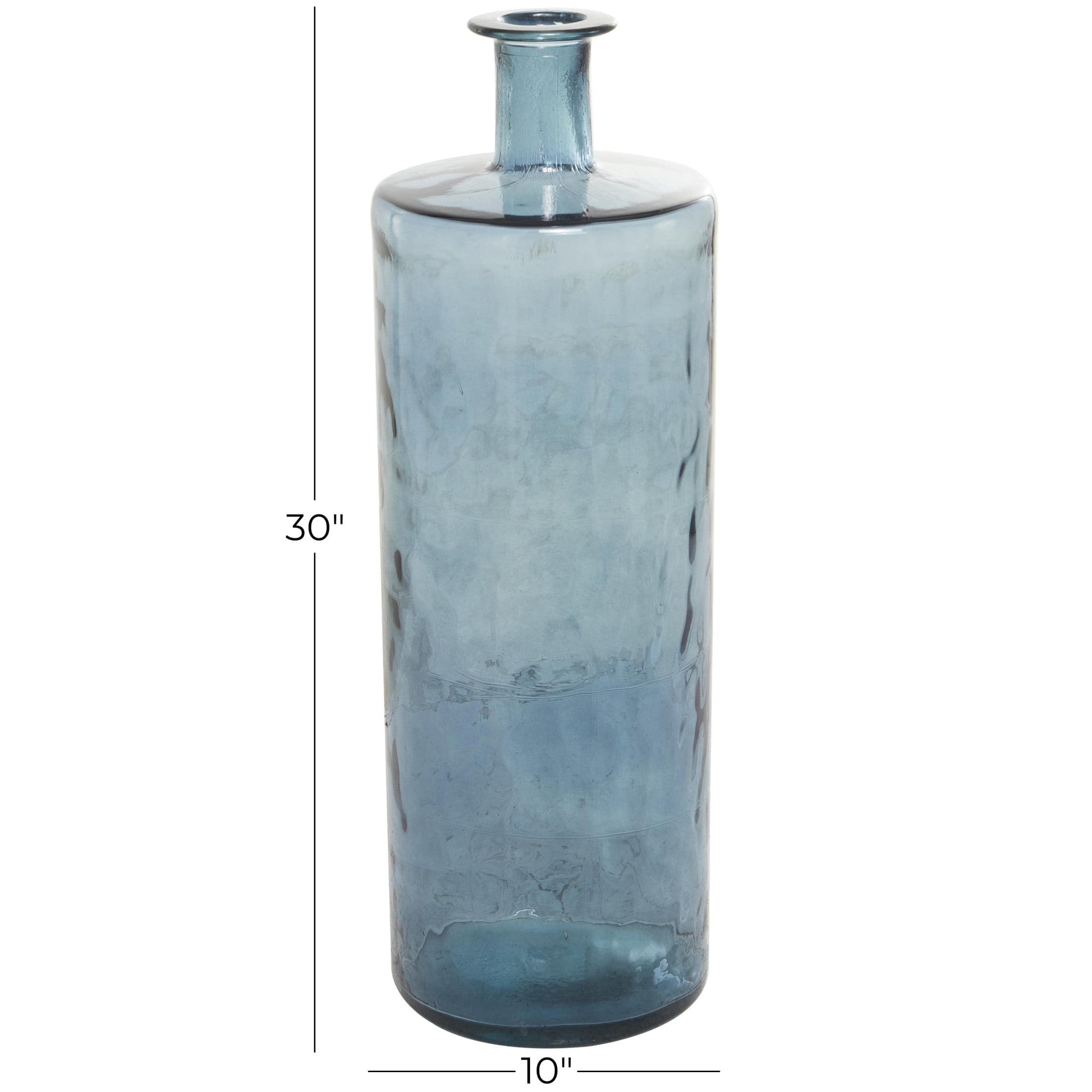 DecMode 30" Handmade Tall Spanish Bottle Neck Teal Recycled Glass Vase