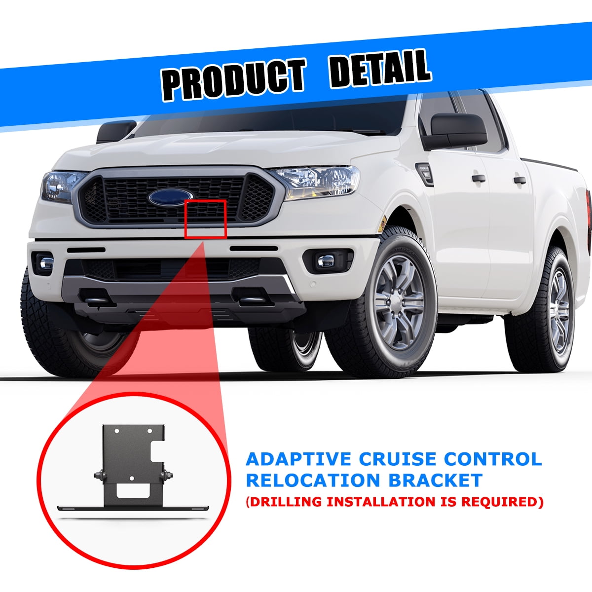 Front Bumper ACC Module Relocation Bracket for Ford Ranger 2019 2020 2021 2022 2023,Heavy Duty Steel Adaptive Cruise Control Sensor Bracket