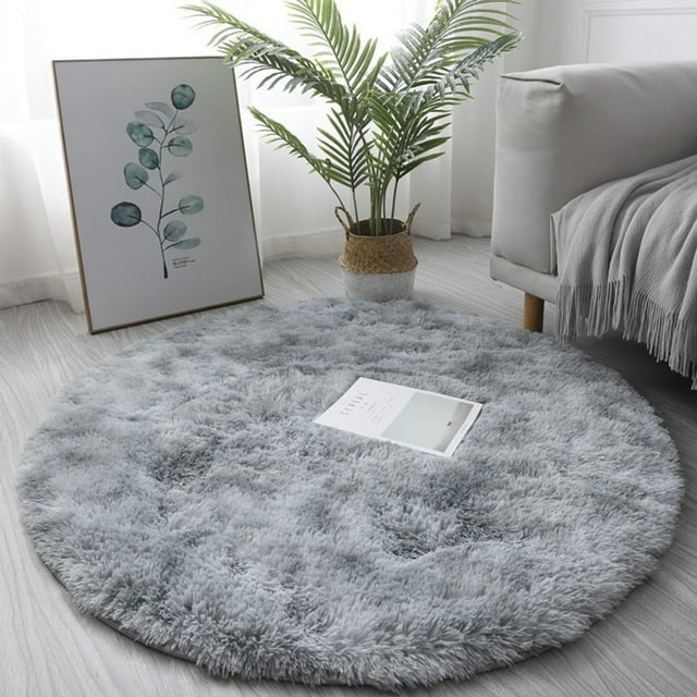 QIFEI Round Fluffy Rug, Thick Faux Fur Rugs for Bedroom, NonShedding