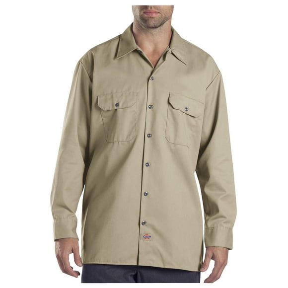 Dickies Mens Long-Sleeve Work Shirt, XT, Khaki