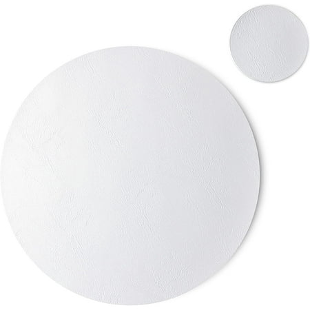 Htaiguo Faux Leather Round Placemats, Black Round Table Mats And Coasters