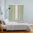 thumbnail image 4 of Sage Green Beige Striped Kitchen Curtains 63 Inch Length, Modern Farmhouse Retro Lines Grommet Top Bedroom Living Room Curtains, Light Filtering Cafe Curtain Drapes 2 Panels Set 84''x63'', 4 of 9