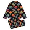 thumbnail image 4 of Gunia Little Girls Halloween Pajamas 2 Piece Notch Collar Button Up Long Sleeve Tops With Pants Casual Home Outfit Pjs Loungewear Black 5-6 Years, 4 of 5