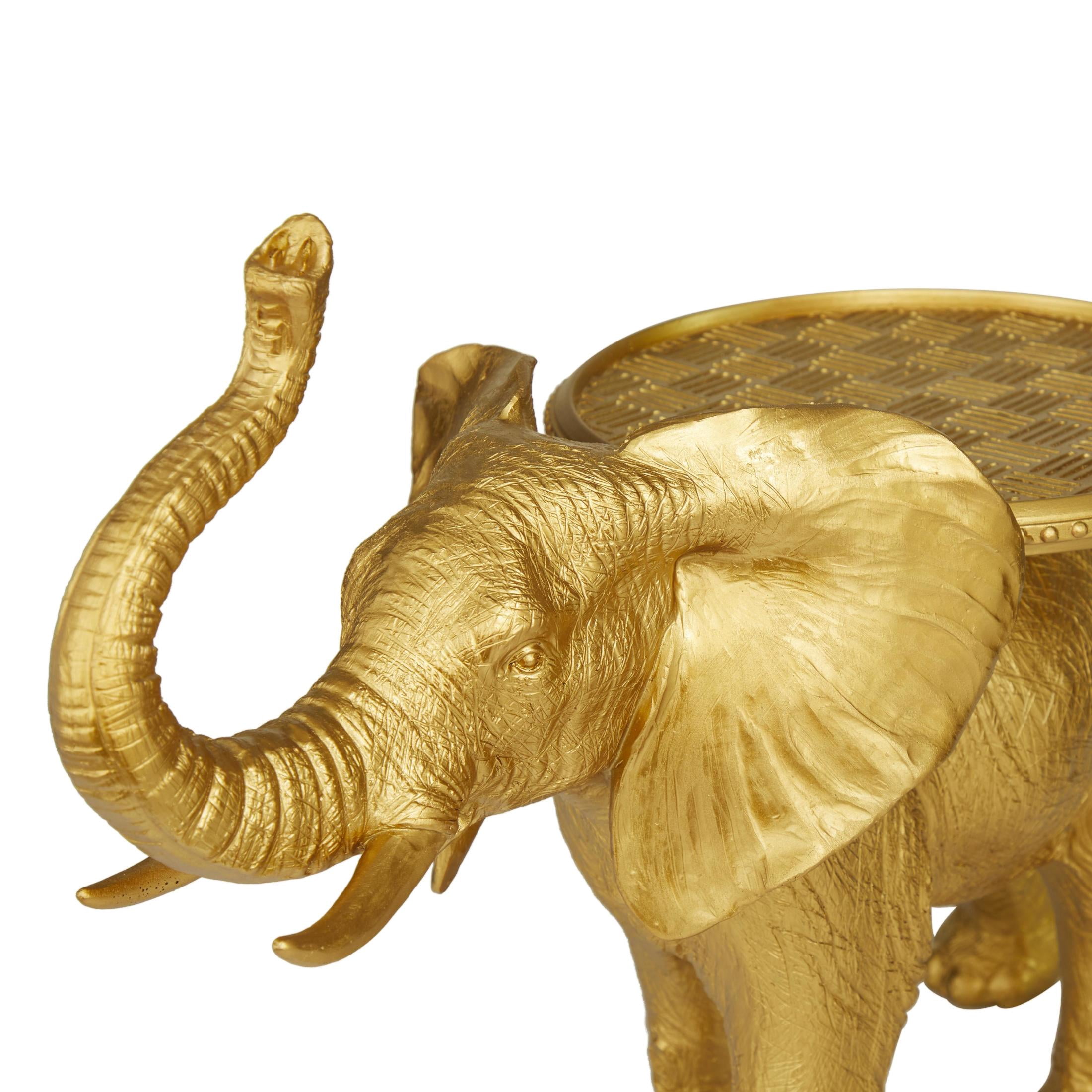 22" x 18" Gold Polyresin Elephant Sculpture, by DecMode