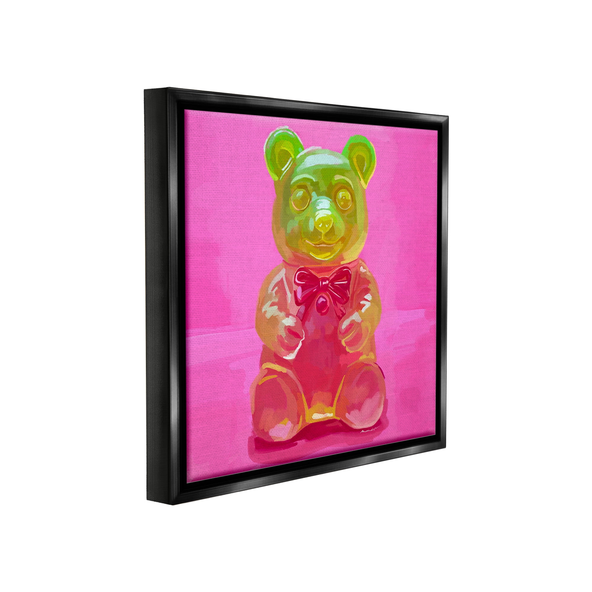 Stupell Industries Bold Candy Bear Food & Beverage Painting Black Floater Framed Canvas Art Print Wall Art, 25 x 25