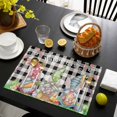 thumbnail image 3 of Easter Bunny Gnomes Placemats Set of 4, Spring Easter Eggs Floral Black Plaid Placemats for Dining Table, Place Mats for Kitchen Tabletop, Waterproof Wipeable Dining Table Mats Set, 3 of 9