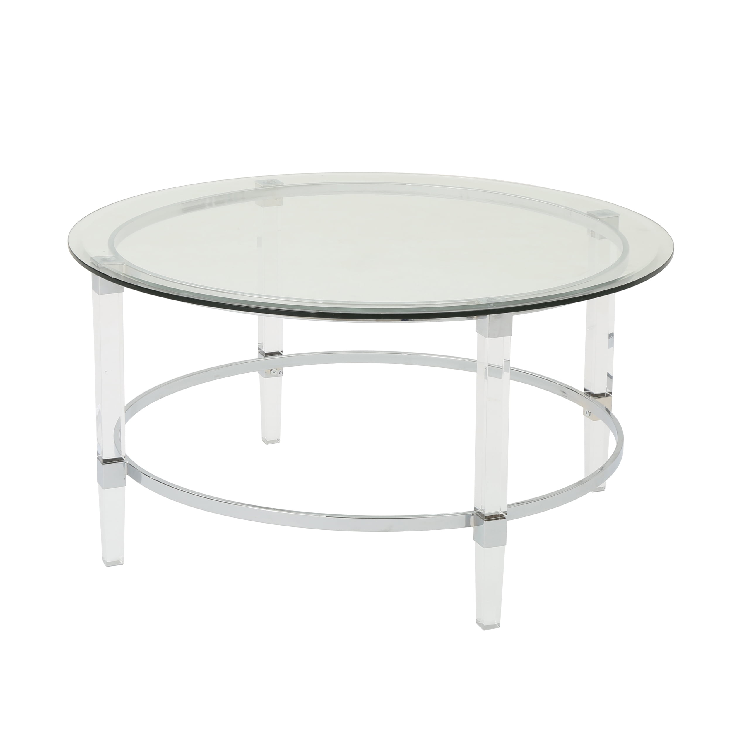 Noble House Elinora Modern Round Tempered Glass Coffee Table with