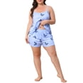 thumbnail image 2 of Agnes Orinda Women's Plus Size 2 Piece Nightwear Heart Pattern Cami and Boxer Shorts Cute Soft Lounge Pajamas Set 3X Blue, 2 of 6