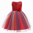 thumbnail image 2 of mgoYE Birthday Dress for Girls Little Girl's Sequin Sleeveless Mesh Rainbow Dress for Wedding Party(Red,4-5 Years), 2 of 4