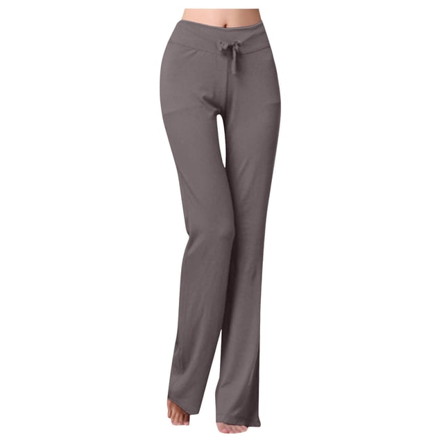 Pantalones de yoga para mujer talla grande 2025 - Pantalones de entrenamiento elásticos de cintura alta y pierna ancha - Cordón, poliéster y spandex - S-XXXXL