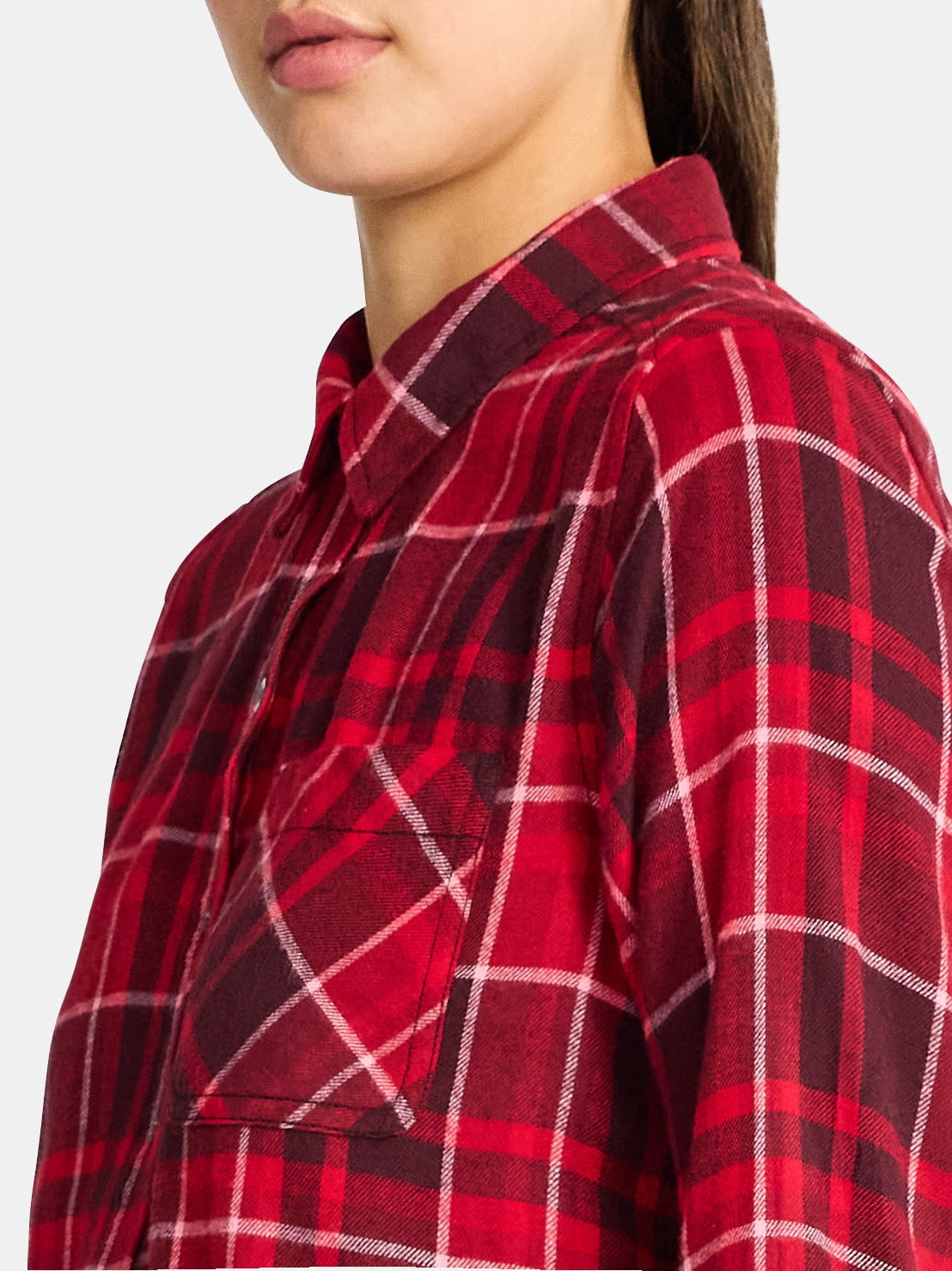 Time and Tru Women's Flannel Shirt with Long Sleeves, Sizes XS-XXXL