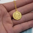 thumbnail image 4 of Gold Color Sterling Silver 925 San Benito Medal Round Pendant Necklace for Girls Women Lady Religious Saint Benedict Exorcism, 4 of 5