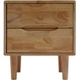 thumbnail image 3 of Mid Century Modern Grooved Handle Wood Nightstand Side Table 2 Drawers Bedroom Storage Bedside End Table, Small Side End Table with Storage (Wood Color), 3 of 9