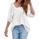 thumbnail image 3 of Blusa informal para Mujer Qarigey jersey plisado con estampado Floral Blanco XL, 3 of 6