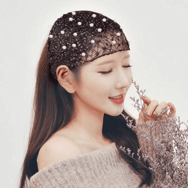 Banda para el cabello con perlas, pinza para el cabello, capucha, cubrebocas, accesorios para el cabello blancos, para salir, tocado de ala ancha, accesorios para el cabello, diadema, tocado