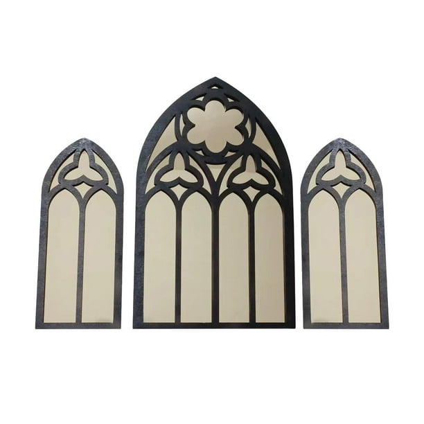 3 espejos góticos para decoración de pared, espejos de pared arqueados decorativos, espejo de tocador dorado