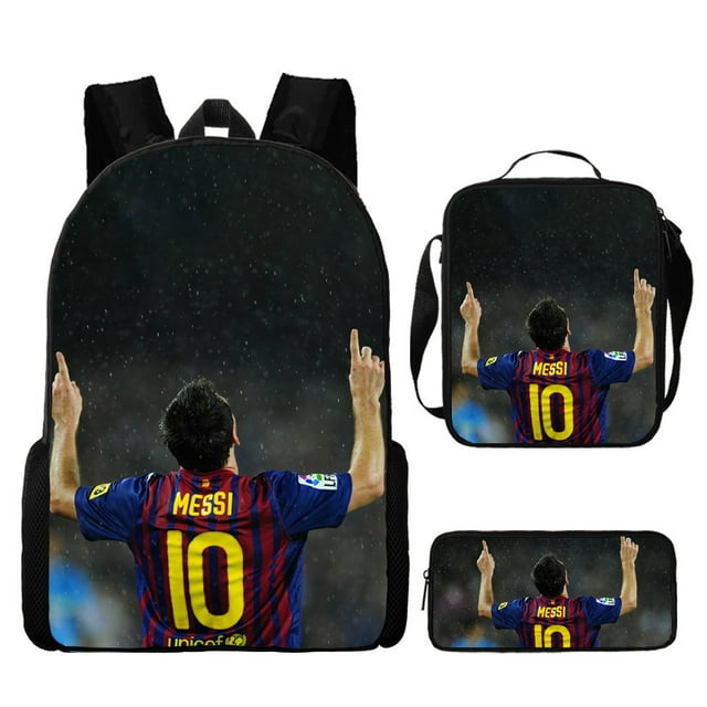 Soccer Star Printed Backpack Three-piece Set, Youth School Bag, Student Backpack-SinKeeU