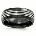 thumbnail image 1 of Edward Mirell Titanium Black Ti Flat Top Beveled Edge 8mm Band Size 10.5, 1 of 4