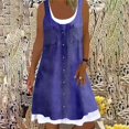 thumbnail image 1 of Women's A-Line Dress Sleeveless Spring Summer Casual Patchwork Print Knee Length Dress Fashion 3D Printing Denim Print DressXXL Gao Jinjia LED, 1 of 2