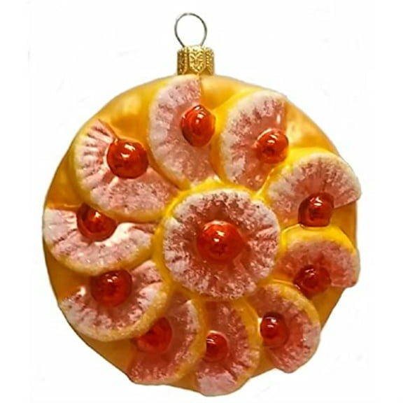 Fruit Tarte Pie Dessert Food Polish Blown Glass Christmas Ornament Decorations