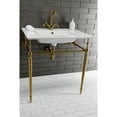 thumbnail image 4 of Kingston Brass KS1437AL Heritage Two-Handle Bathroom Faucet with Brass Pop-Up and Cover Plate, Brushed Brass, 4 of 5