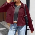 thumbnail image 5 of HomeDM Women's Faux Suede Jacket Long Sleeve Zip Up Cropped Collared Coat with Pockets Fall Winter Casual, 5 of 9