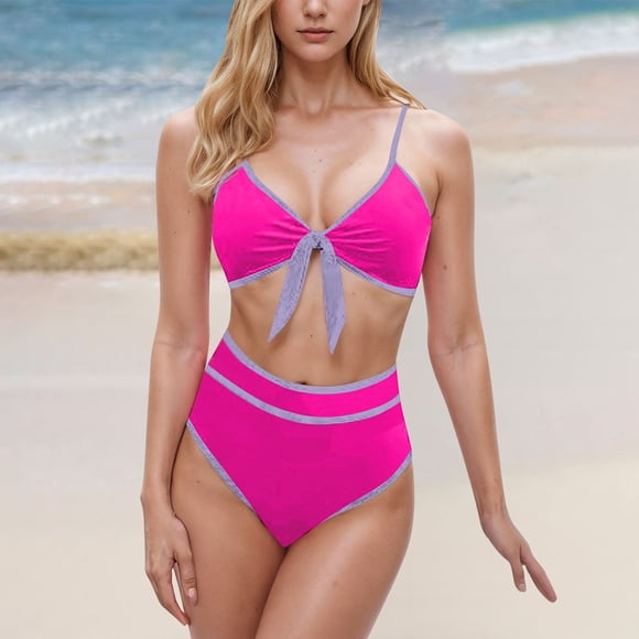 FcBaudy Womens Swimsuits Bathing Suit for Women Plus Size Swimsuit for Women Women's Split High Waisted Solid Color Swimsuit Conservative And Fashionable Bikini Swimsuit Women Nylon Swimsuit