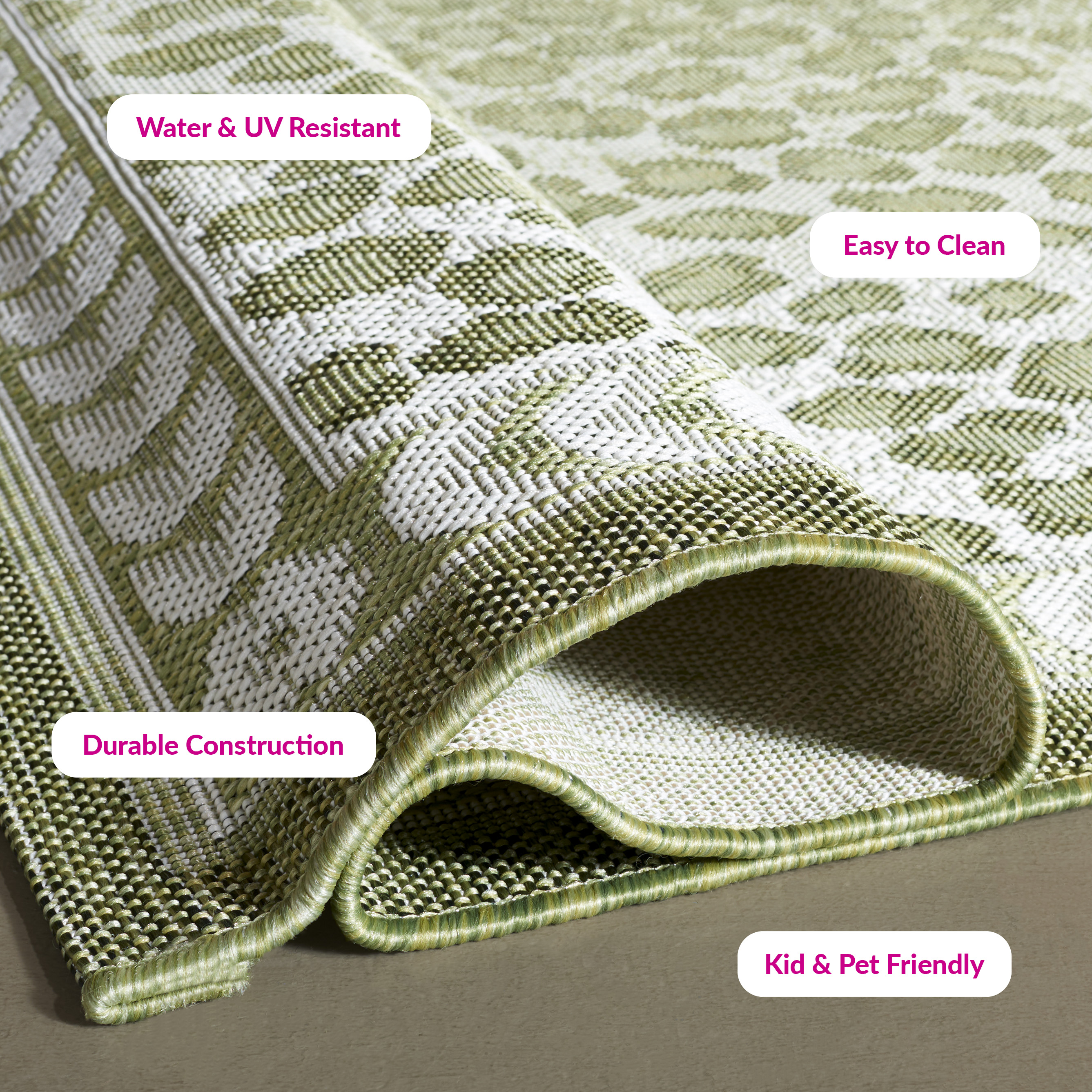 Safavieh Courtyard Candace Spotted Indoor/Outdoor Area Rug, Light Green/Ivory, 9' x 12'