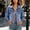 Light Blue, variant on Women's Cropped Denim Jacket | Distressed Button-Down Jean Jacket | Long Sleeve Blue Coat Western Coat with Pockets