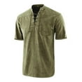 thumbnail image 1 of Playeras Hombre Cuello V Camiseta Gótica Retro Para Hombre Con Cordones Y Cuello En V Y Bolsillo, Camiseta De Manga Corta, Camisetas Sueltas, 1 of 2