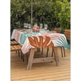 thumbnail image 3 of Outdoor Tablecloths with Umbrella Hole & Zipper, Turquoise Orange Palm Leaves Rectangle Tablecloth 52x70 Inch, Tropical Botanical Summer Waterproof Table Cloth, Patio/Pool/Picnic Table Covers, 3 of 8