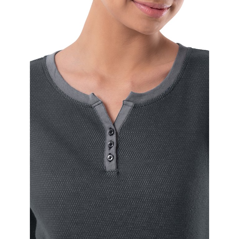 Fruit of the Loom Women's and Women's Plus Thermal Henley Top & Bottom Set  