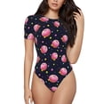 thumbnail image 2 of Goofa Cartoon Donut Planets Printed Women Rash Guard Short Sleeve,Tummy control Swimsuit Surfing Swimsuit Bathing Suit One Piece Swimsuit UPF 50-, 2 of 9