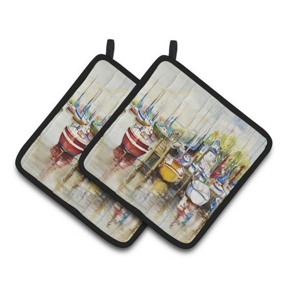 Carolines Treasures JMK1235PTHD Paradise Sailboats Pair of Pot Holders , 7.5HX7.5W, multicolor
