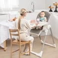 thumbnail image 2 of Babyjoy Trona de Bebé 4 en 1, Silla de Alimentación Plegable con 7 Alturas, Reposapiés Retráctil, Ruedas Bloqueables, Cojín Extraíble, Barra de Juguetes y Bandeja Doble para Niños Pequeños, 2 of 3