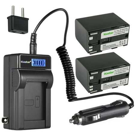 Kastar 2-Pack BP-970G Battery and LCD AC Charger Compatible with Canon Optura Pi Ultura Vistura UC-V10 UC-V10Hi UC-V20 UC-V30 UC-V100 UC-V200 UC-V300 UC-X1 UC-X1Hi UC-X2 UC-X2Hi Camera