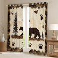 thumbnail image 2 of Homewish Woodland Animal Bear Black Out Curtains,Kawaii Bear Paws Curtains Pack of 2 (42x63 Each),Brown Beige Bedroom Curtains For Kids,Microfiber Bedroom Decor, 2 of 6