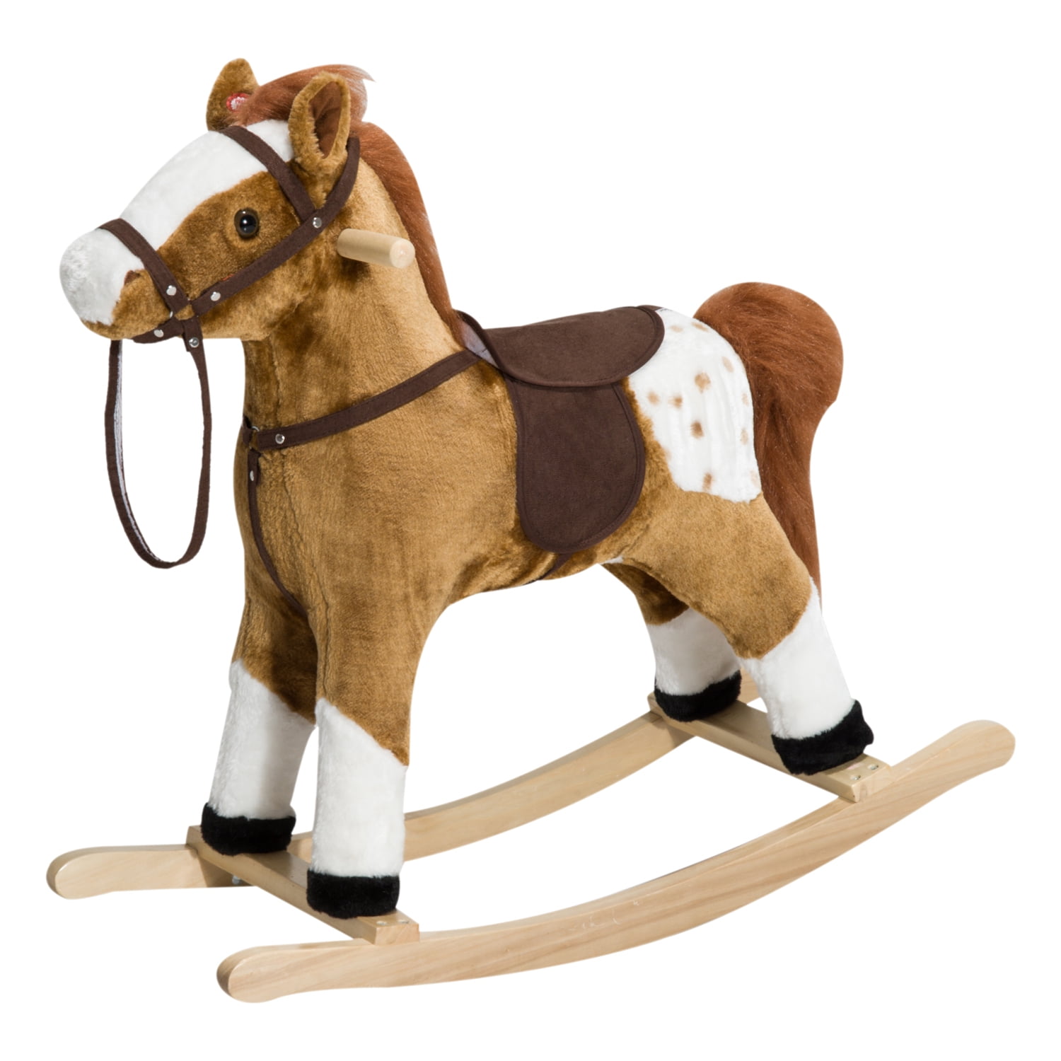Kinbor Kids Plush Rocking Horse Animal Ride on Toy with Brown dog character