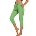 thumbnail image 4 of Womens Capri Pants,Capri Pants for Women 2026 Elastic Waist Drawstring Stretchy Summer Pant Side Split Casual Lounge Capris with Pockets, 4 of 7