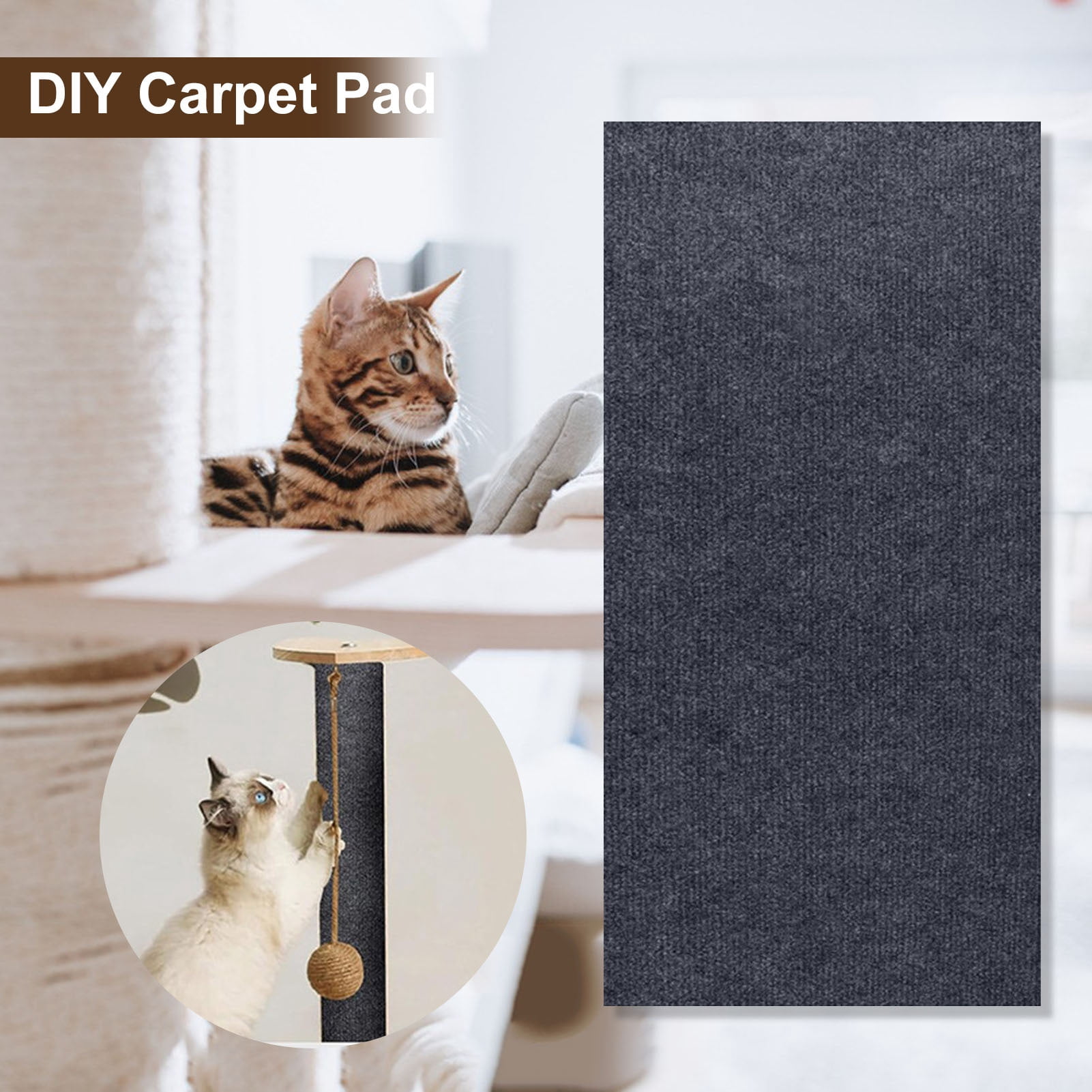 sunsanly Carpet Pad Self-Adhesive Cat Scratch Board Pad Durable Tear-resistant Protection Mat for Home Sofa Floor