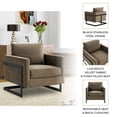 thumbnail image 6 of LeisureMod Modern Velvet Accent Chair Upholstered Side Armchair with Black Steel Base for Office, Living Room, Lounges Lincoln Series in Dark Grey, 6 of 10