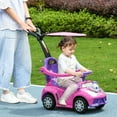 thumbnail image 2 of Qaba Voiture Pousse-Pousse 3 en 1 pour Enfants, Voiture Glissante pour Tout-Petits, Conception à Propulsion par les Pieds, Rose, 2 of 10