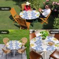 thumbnail image 4 of Summer Lemon Round Tablecloth for 36-44 Inch Tables, Fitted Table Cover with Elastic Edge, Navy Blue Spring Floral Botanical Waterproof Outdoor Table Cloth Protector for Patio Garden Dinner Picnic, 4 of 9